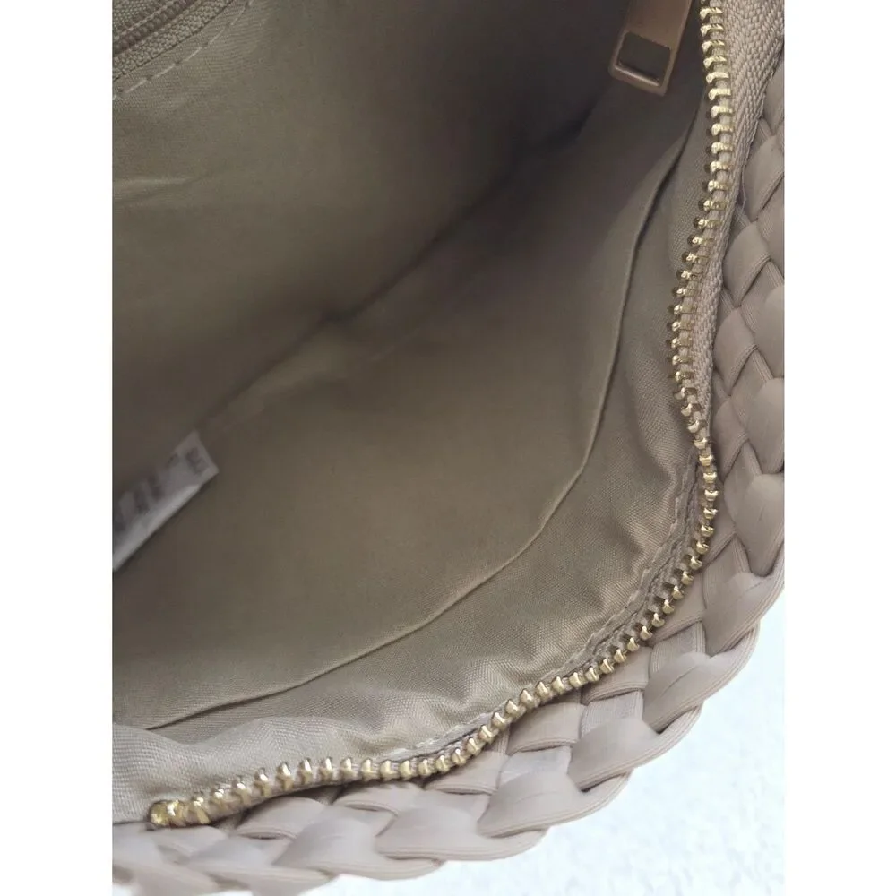 Woven Taupe Hobo Bag with Matching Pouch